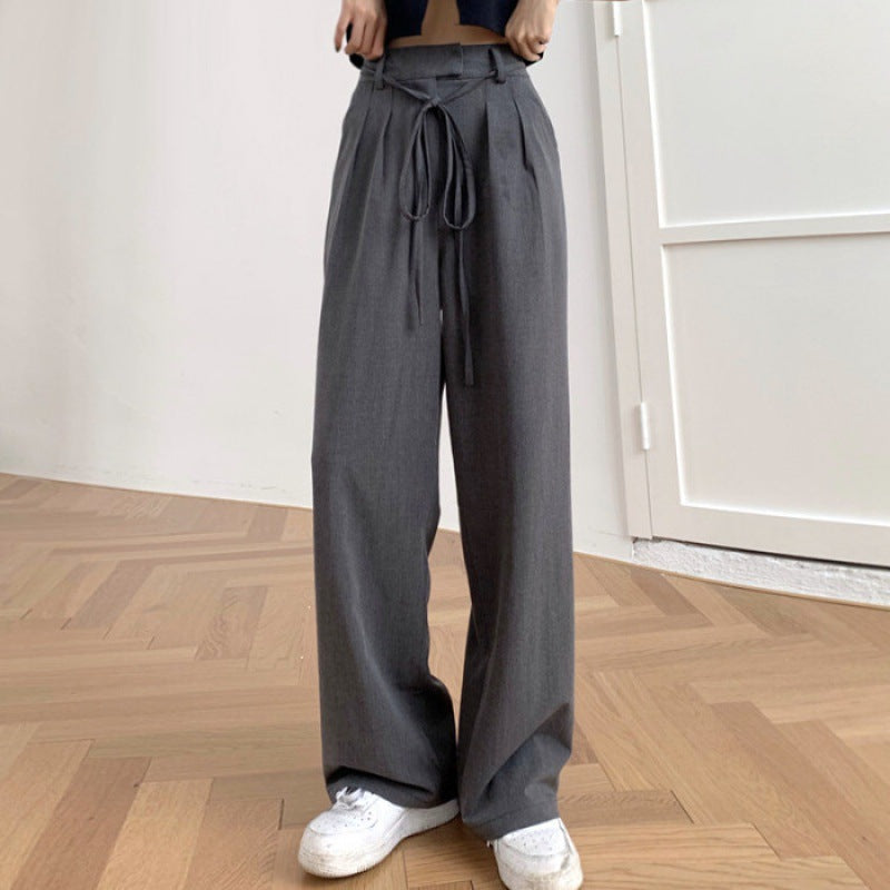buisness casual women outfits chic Gray Suit Pants Women's Draping Pants Straight Loose Wide-Leg Pants High Waist Mopping Casual Pants Fashion