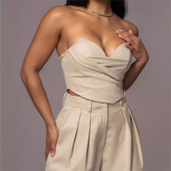 business casual outfits woman New Fashion Outer Wear Slim Fit Sexy off-the-Shoulder Sleeveless Inner Top for Women
