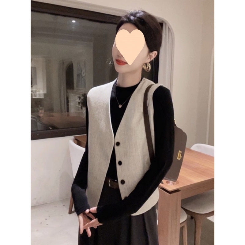 dress to impress outfits Spring and Summer High-Grade Temperament Sleeveless Collar Fashion Vest Women's Loose Waistcoat