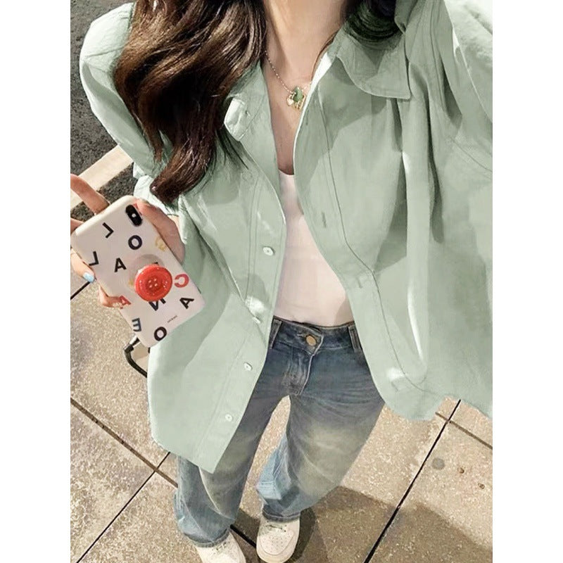 outfit ideas American Retro Cotton Shirt Women's High-End Western Style Loose All-Match Slimming Thin Long Sleeve Shirt Outer Wear Cardigan Fashion