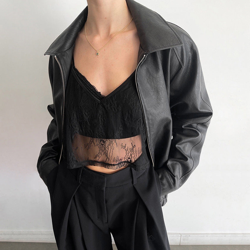 y2k outfits Sexy Polyester Lace Sling V-neck Short Pullover Vest Summer Fashion Women