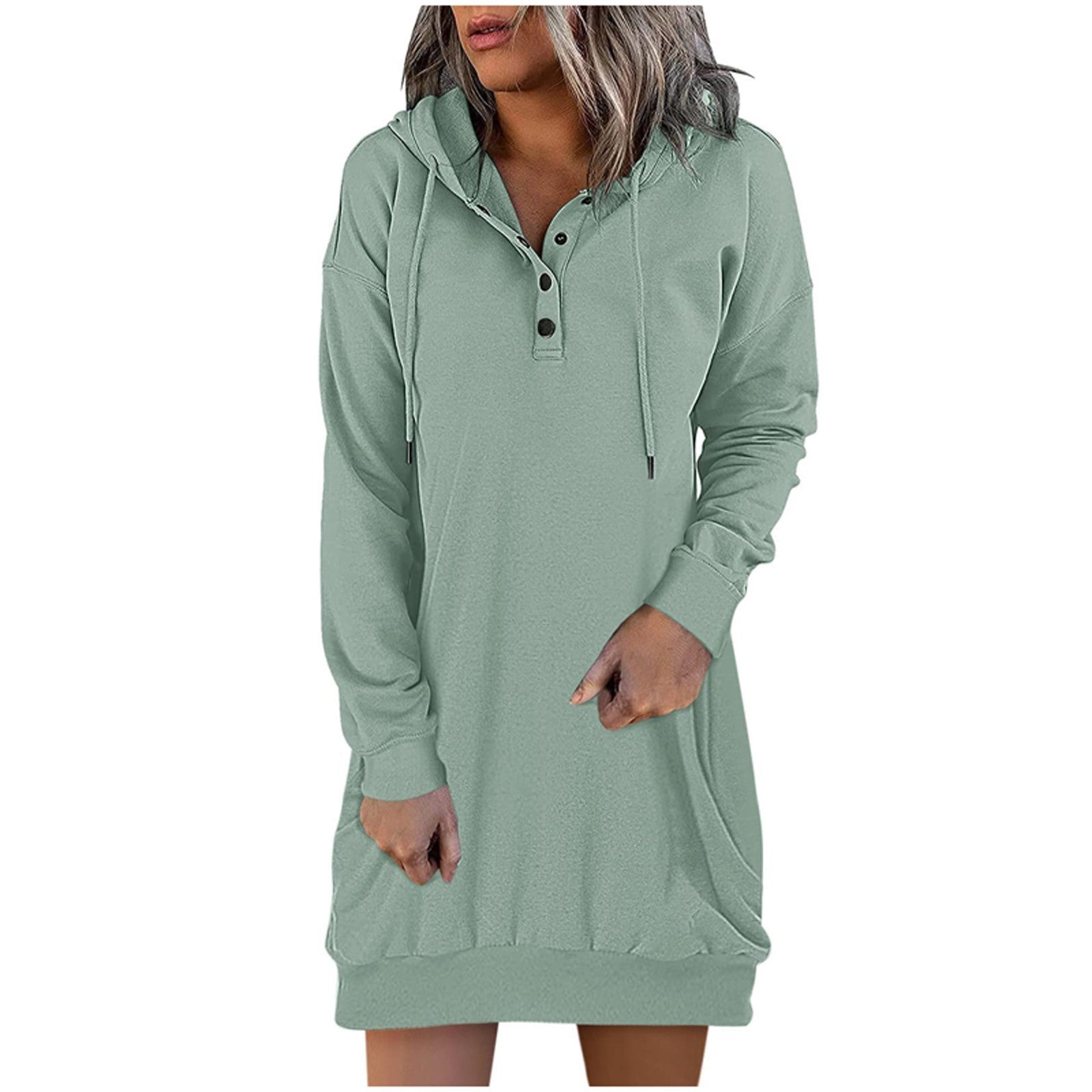 Women's Long-Sleeved Loose Casual Hooded Drawstring Pocket Sweater