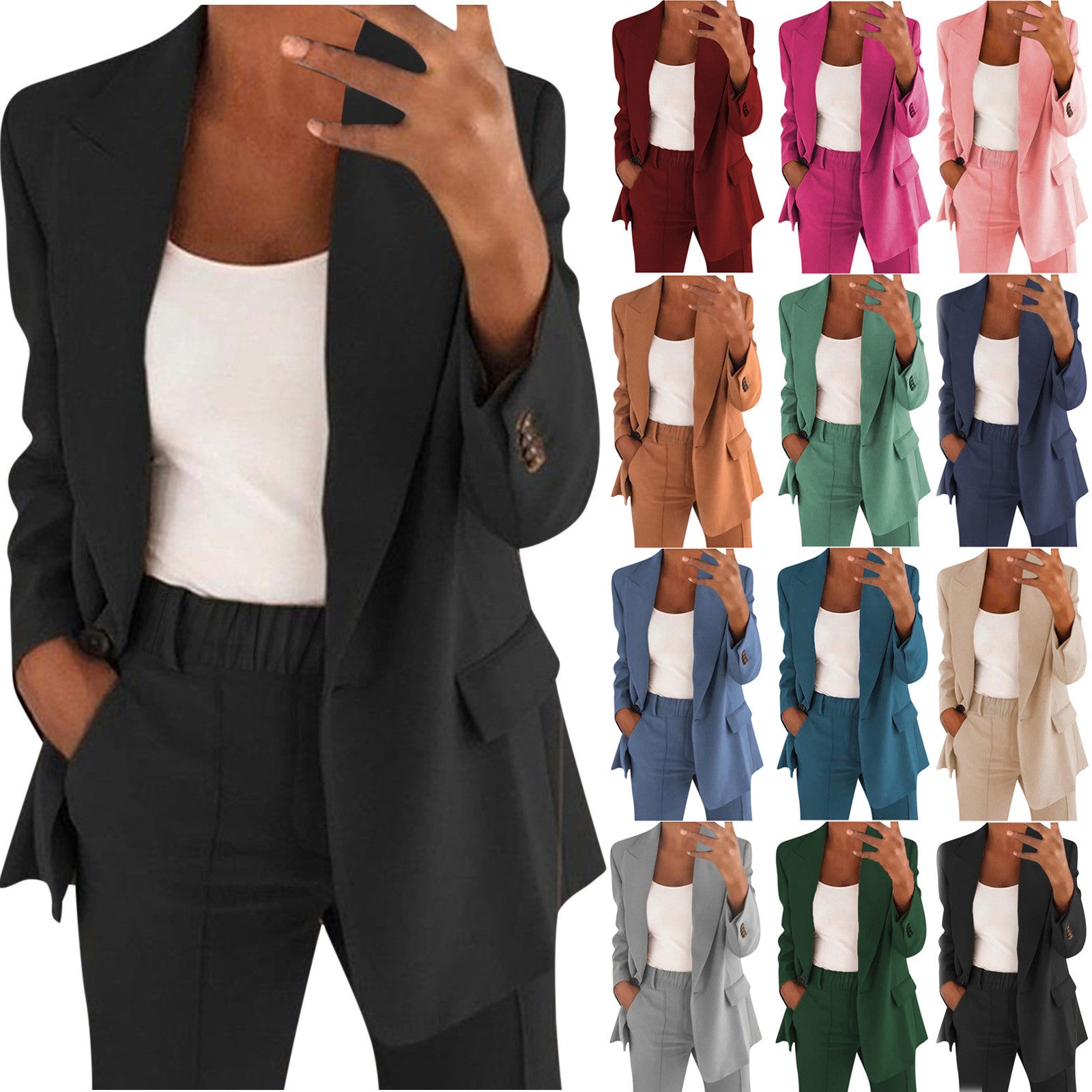 business casual outfits Women's Fashion Button Slim Lapel Cardigan Temperament Blazer Suit