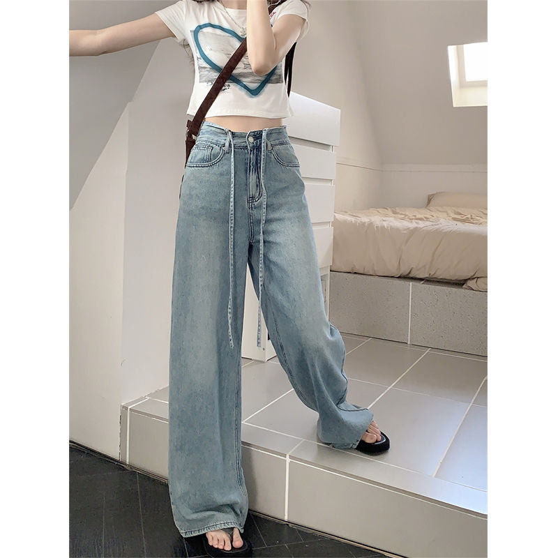 joker costume female outfit Plus Size Wide Leg Slimming Jeans Spring and Autumn Loose Casual High Waist Straight Trousers for Women