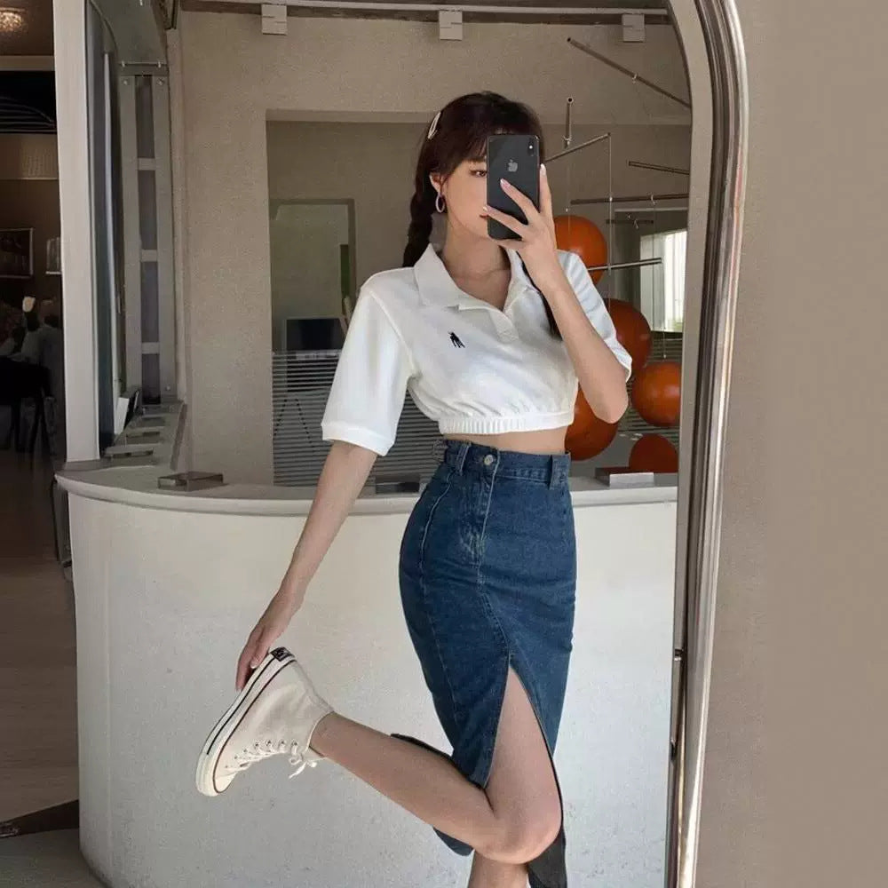 guys in skirts Denim Skirt Women's Fashionable Slim-Fit One-Step Hip Skirt Split Mid-Length High Waist plus Size Long Skirt