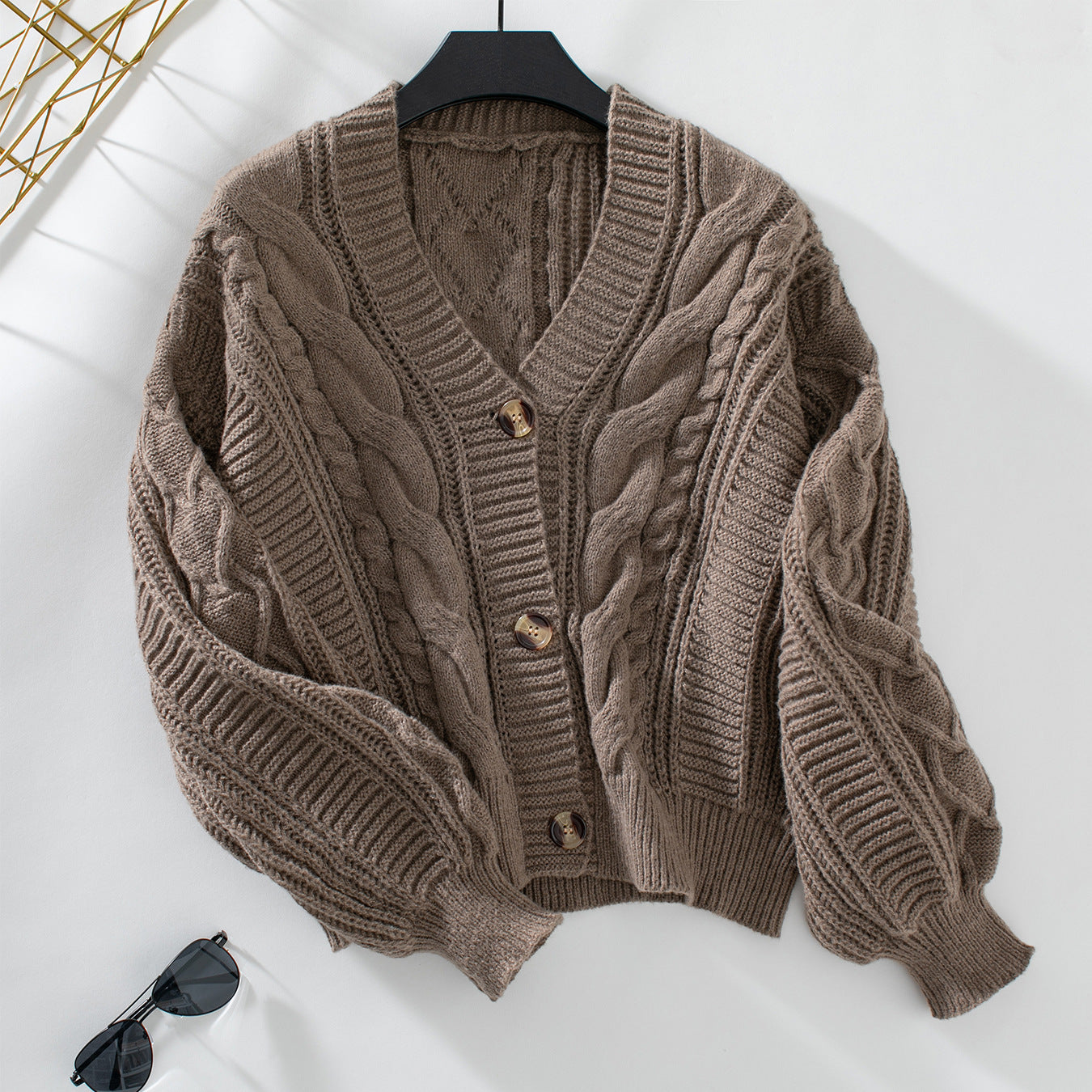 y2k outfits Retro Solid Color Twisted Knitted Cardigan Women's Autumn and Winter Loose Button Cardigan Sweater Coat