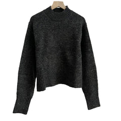 dress to impress outfits Style Women's Short Wool Blended Sweater Black Gray Winter New