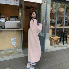 business casual outfits Autumn and Winter New Hepburn Style Net Red Sweater Cardigan Women's Lazy Style Niche Women's Mid-Length Coat