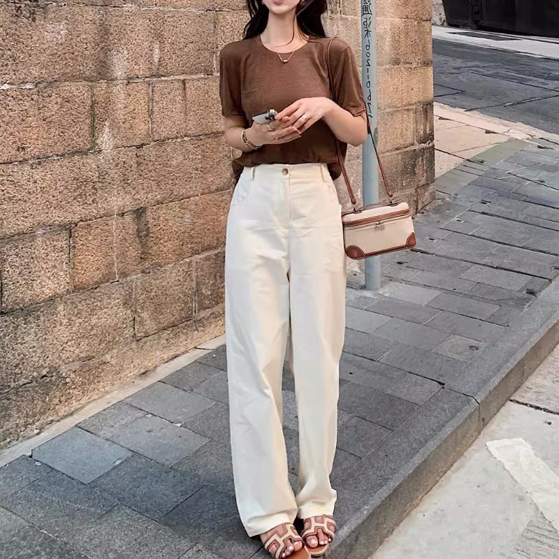 women’s outfits Japanese Style Artistic Pants 100 Cotton Twill Brushed Yarn Card Old Money Sense Casual Tone Tapered Suit Pants