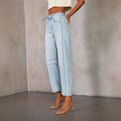 joker costume female outfit Casual Loose Mid-Waist Straight-Shaped Women's Washed Fashion Jeans Ebayjeans