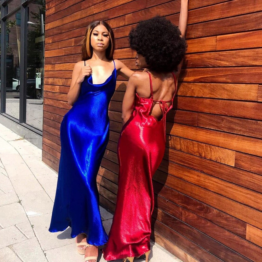dresses Sexy Open Back Dress Women's Sexy Backless Dress Elegant Slim Strap Dress