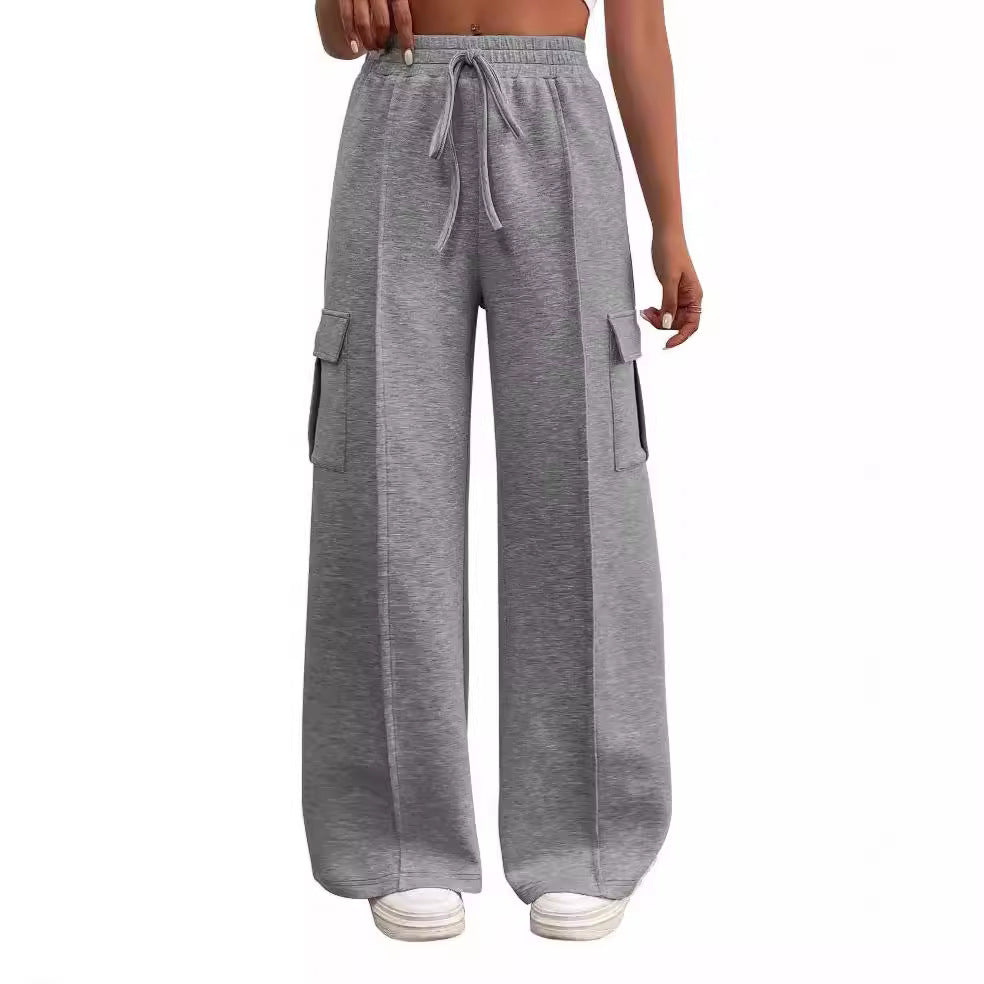 streetwear women outfits Fall 2024 Women's Drawstring Elastic Waist Casual Workwear Sweatpants Drawstring Waist-Tight Sports Pants