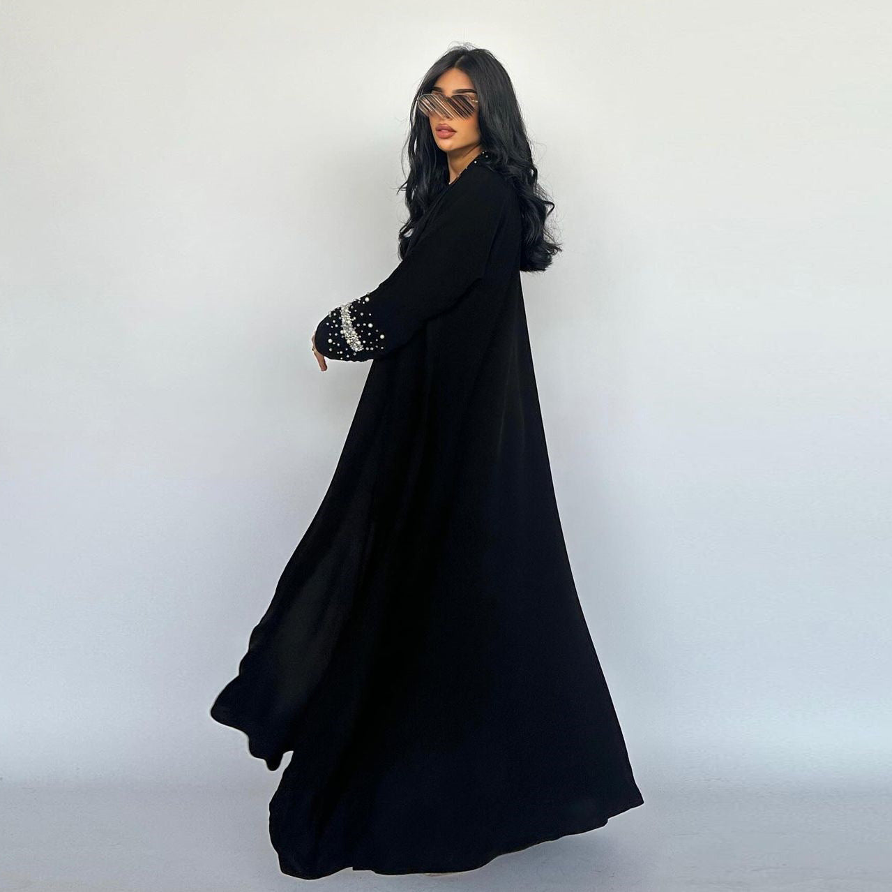 dress to impress outfits Women's Long Dress Dubai Rhinestone Bubble Bead Cardigan Robe Middle East Dress with Headscarf
