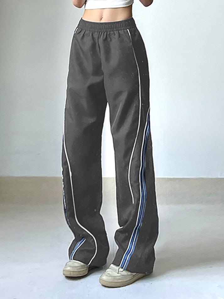 Vintage Striped Piping Baggy Sweatpants