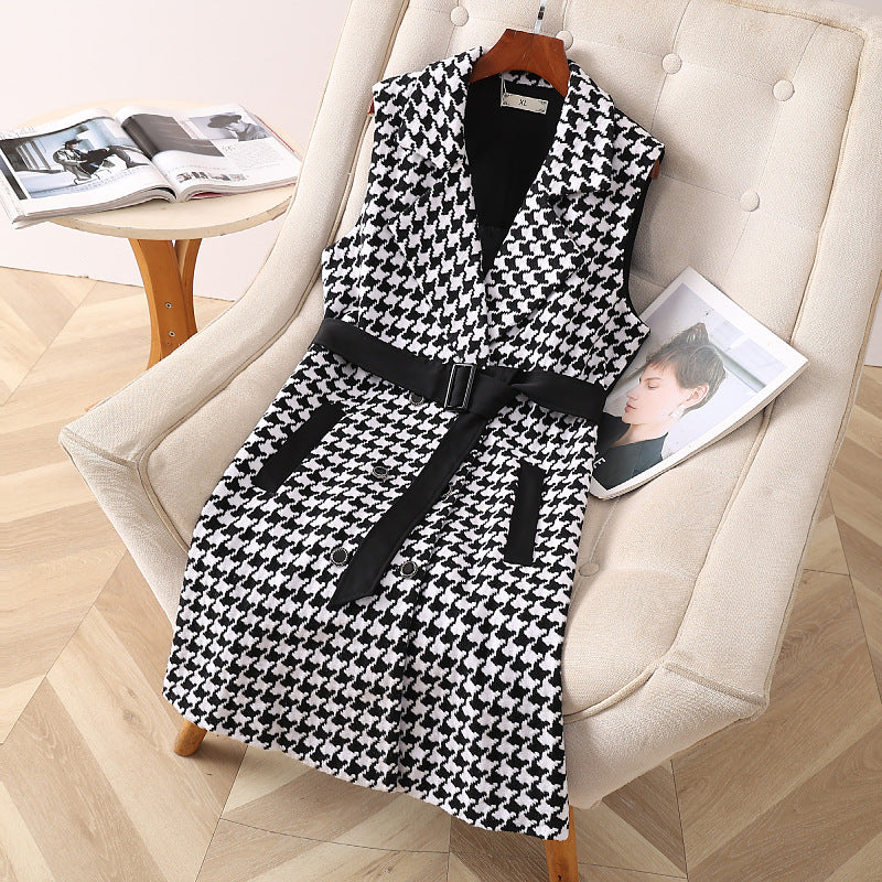 barn jacket outfits Bird Plaid Vest + Sweater Two-Piece Set Autumn New Fashion plus Size Women's Clothing