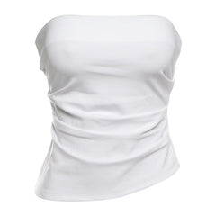 halter tops Women's Clothing 2024 Spring and Summer New Ins Simple Style Solid Color Backless Pleated Tube Top Bottoming Vest for Women