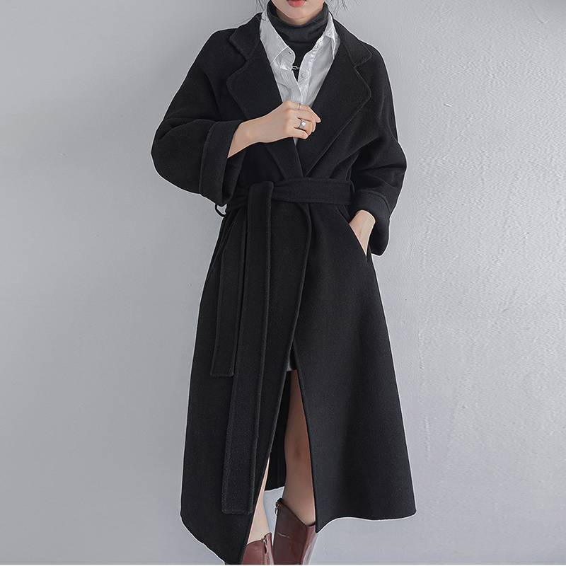 simple winter outfits Maillard Double-Sided Fleece Mid-Length over-the-Knee Woolen Coat Women's Small Slimming Autumn and Winter Woolen Coat Fashion