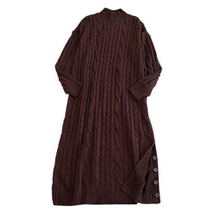 long sweater dress outfit Lazy Style Thick Twist over-the-Knee Sweater Dress Women's Winter Mid-Length round Neck Thickened Knitted Dress