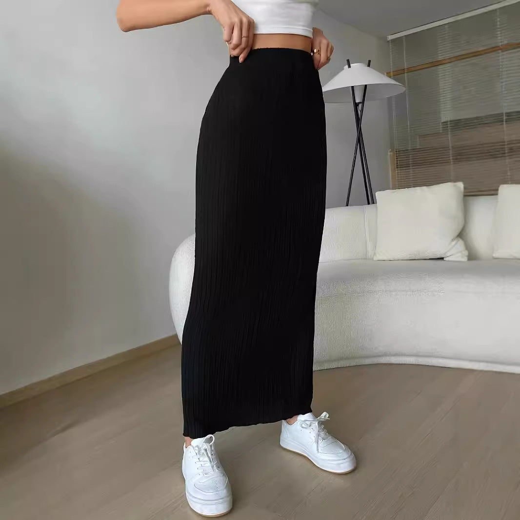 fashion outfits Skirt Women's Hip High-Grade Elastic Waist Spring and Autumn French Style Women's Clothing