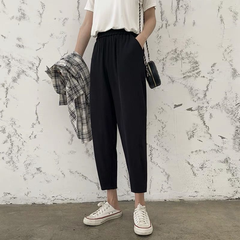 grunge outfits Niche Khaki Plaid Casual Trousers Women's Spring and Autumn American Retro High Waist Slimming Micro Flared Pants