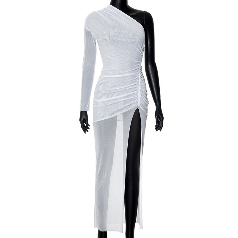 combo dress Women's Clothing Spring Fashion See-through Mesh Sexy Backless Slim-Fit Sheath Dress
