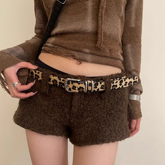 y2k outfits Fashion Personalized Belt Female Niche Thin Leopard Print Snakeskin Pattern Trendy Cool Style Hot Girl Style All-Match Belt
