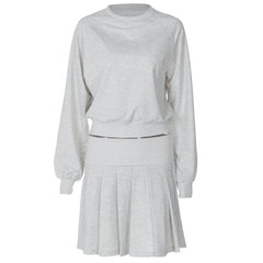 leapord halloween outfit Autumn and Winter Solid Color Long-Sleeved Sweater Pleated Skirt Two-Piece Suit Fashion Casual Suit Women