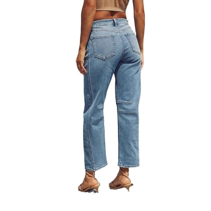 joker costume female outfit Casual Loose Mid-Waist Straight-Shaped Women's Washed Fashion Jeans Ebayjeans
