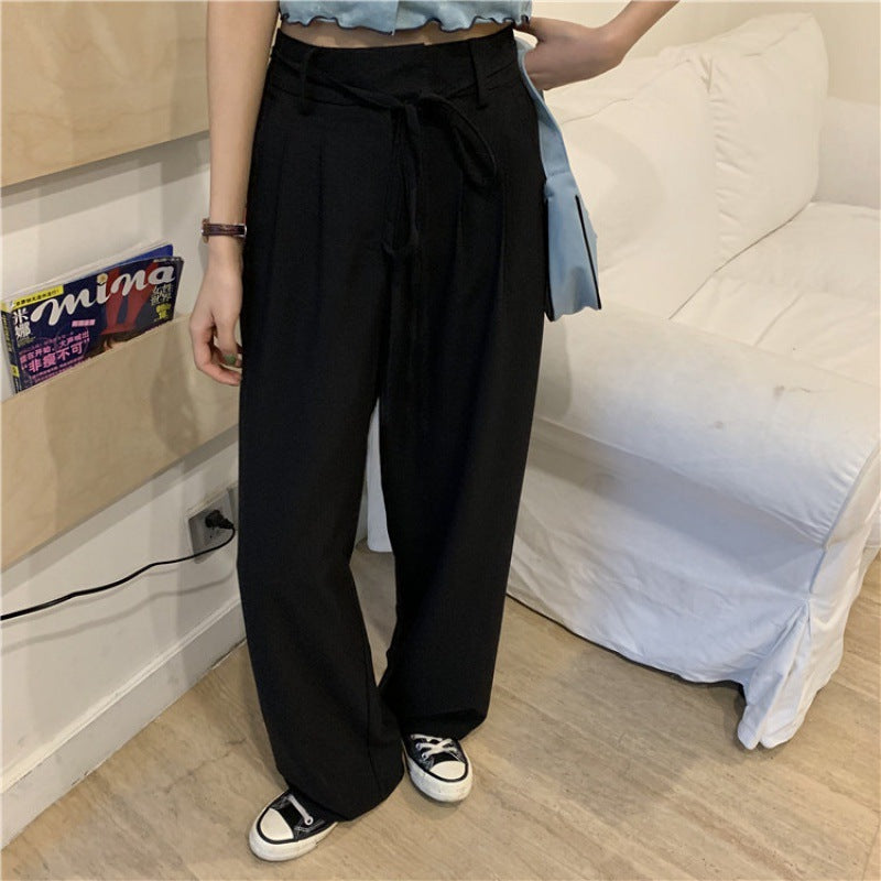 buisness casual women outfits chic Gray Suit Pants Women's Draping Pants Straight Loose Wide-Leg Pants High Waist Mopping Casual Pants Fashion