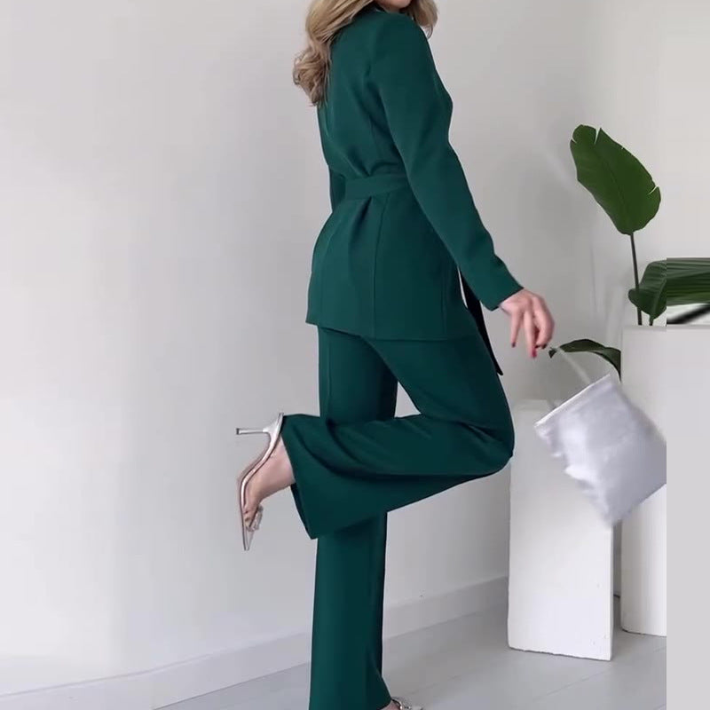 business casual outfits Autumn Fashion Solid Color Slim V-neck Temperament Commuter Suit Pants Suit