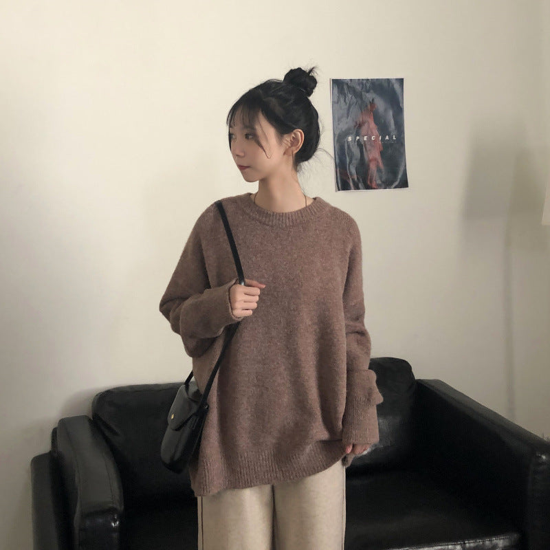 frat outfits Soft Nuo Sweater Women's Gray New Loose Lazy Style Autumn and Winter Outer Wear Korean Style Pullover Bottoming Shirt Inner Top Fashion