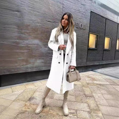 suit Popular Autumn and Winter Long Sleeve Suit Collar Double Breasted Girl Coat Coat for Women