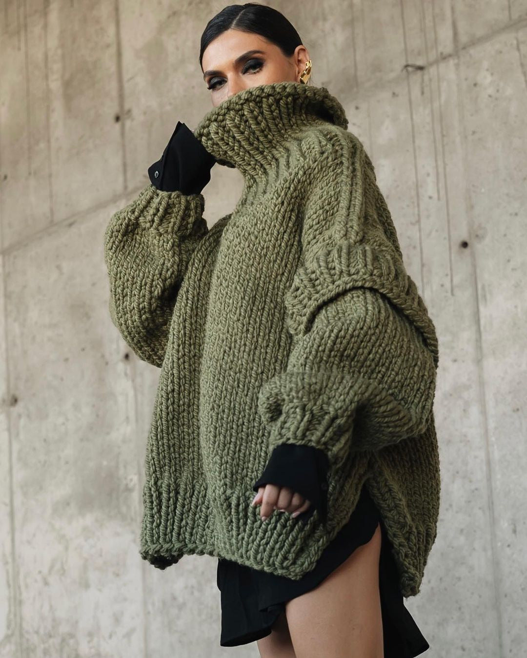 fall outfit Sweater Sweater Pullover Women's Fluffy Rough Sweater Long Sleeve