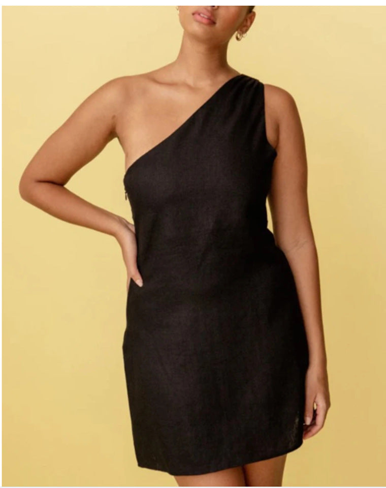 casual summer outfits Wishl New Women's Clothing New Solid Color Slim Temperament Commuter Shoulder Dress