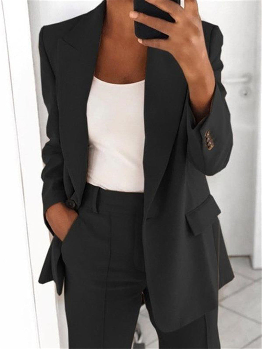 business casual outfits Women's Fashion Button Slim Lapel Cardigan Temperament Blazer Suit