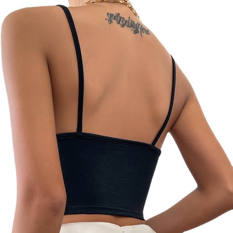going out outfits New EBay Solid Color Stitching Ring Hollow-out Chest-Wrapped Sexy Camisole for Women