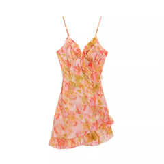 dress French Fairy Floral Strap Dress Women's Small Sexy Beautiful Beach Short Skirt for Seaside Vacation