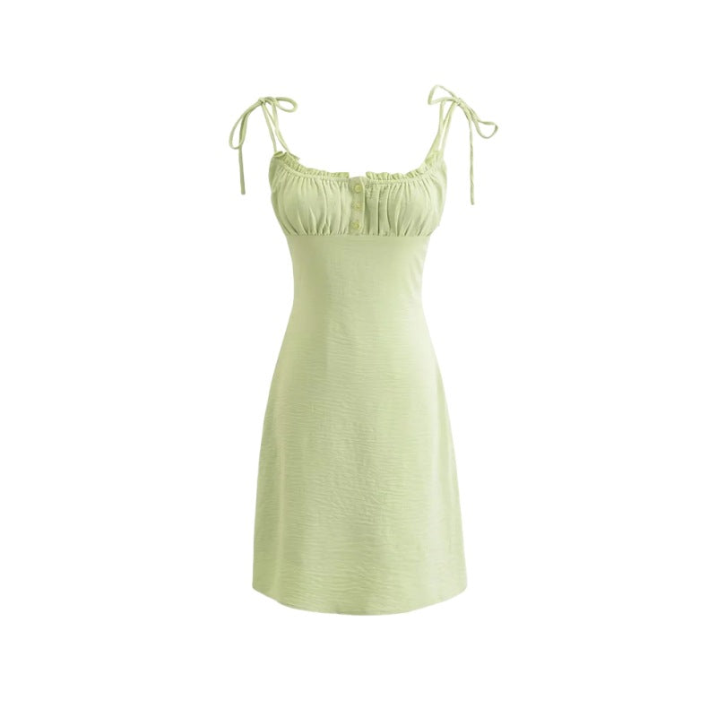 cute outfits fall French Style Sexy Girl V-neck Lace Suspender Skirt Solid Color Dress Niche Sexy Slim A- line Skirt