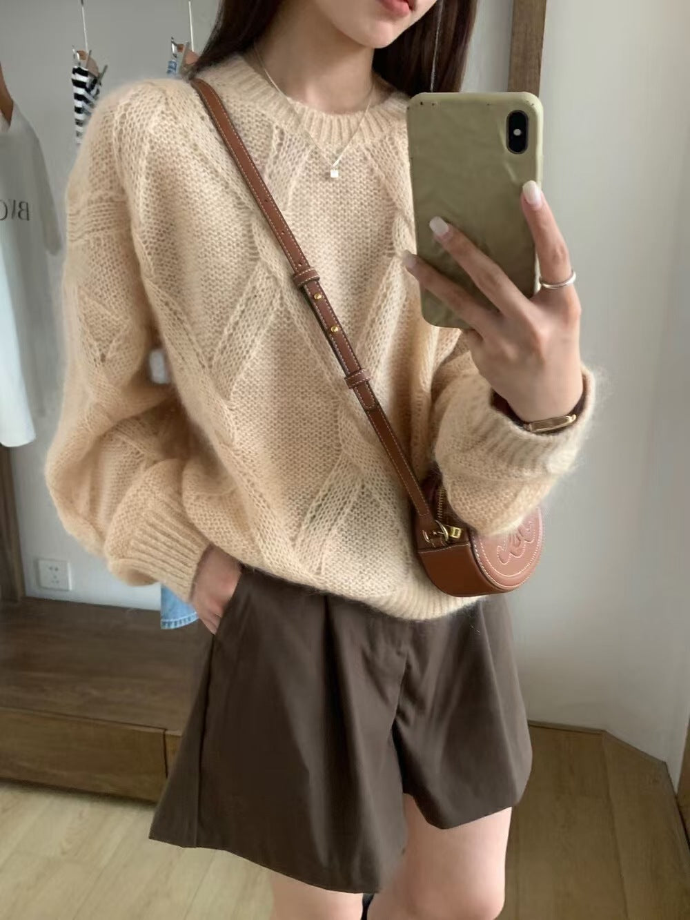 birkenstock clogs outfit fall Lazy Style Woolen Sweater Women's Autumn and Winter Loose Korean Style Knitted Soft Glutinous High-Grade Twisted Sweater round Neck