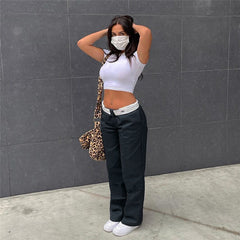 fashion outfits INS Style Autumn Women's Clothing Solid Color Fashion Street Print Loose Casual Straight Pants