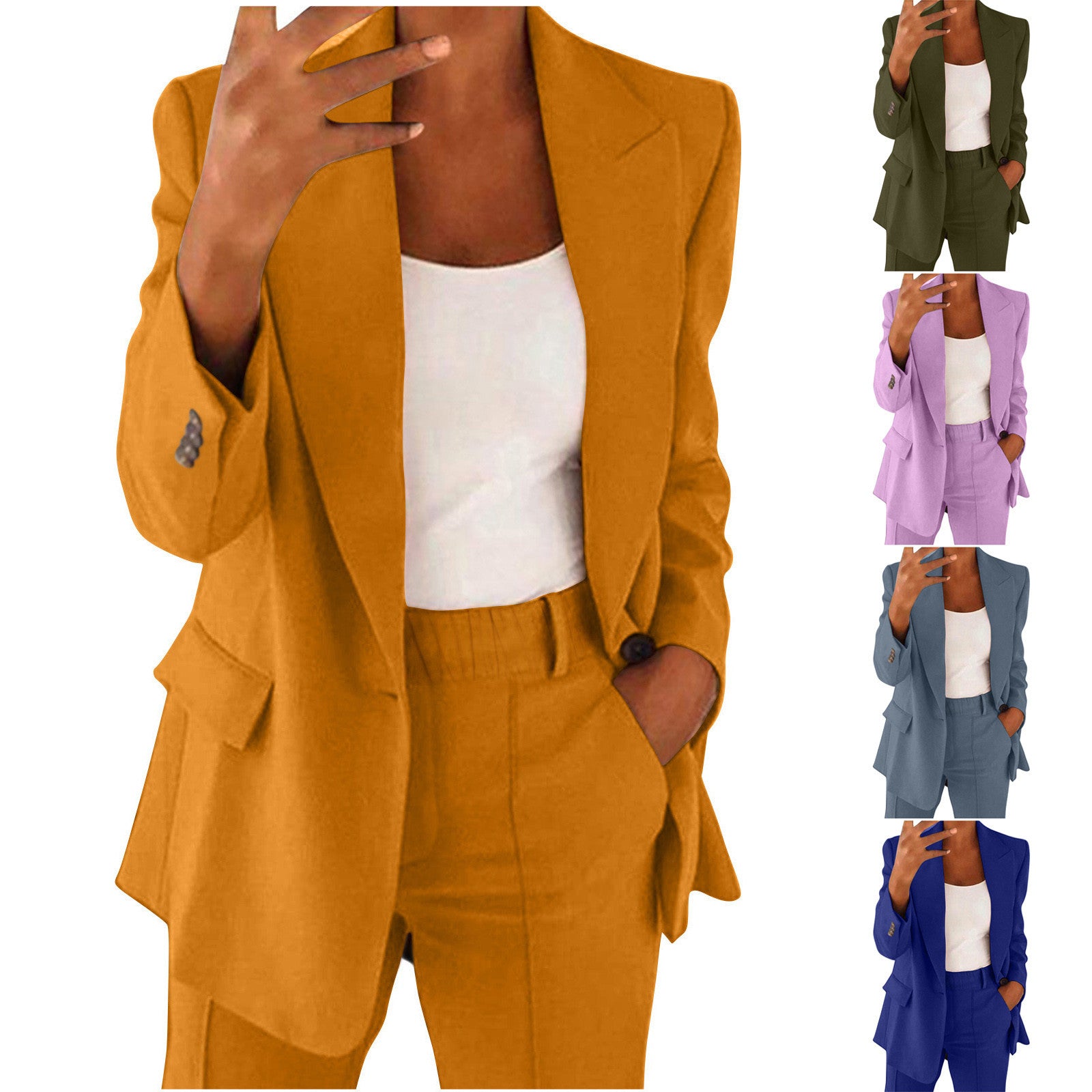 business casual outfits Women's Fashion Button Slim Lapel Cardigan Temperament Blazer Suit
