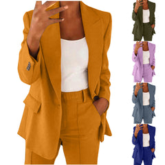 business casual outfits Women's Fashion Button Slim Lapel Cardigan Temperament Blazer Suit