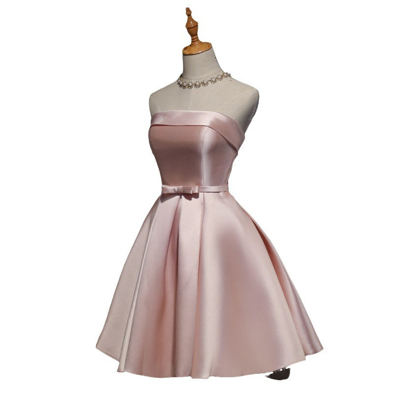 prom dresses Bridesmaid Dress Short Pink New Autumn Sisters Dress Bridesmaid Group Banquet Evening Dress Host Dress