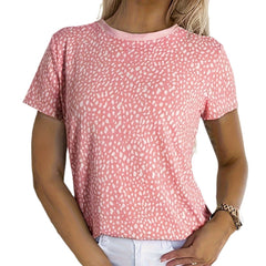 last minute halloween costumes Summer plus Size Printed Women's Fashion Polka Dot round Neck Short Sleeve Casual T-shirt