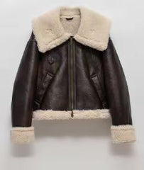 fall outfits Autumn and Winter Street Double-Sided Fur Integrated Thickened Solid Color Lapel Jacket Coat for Women