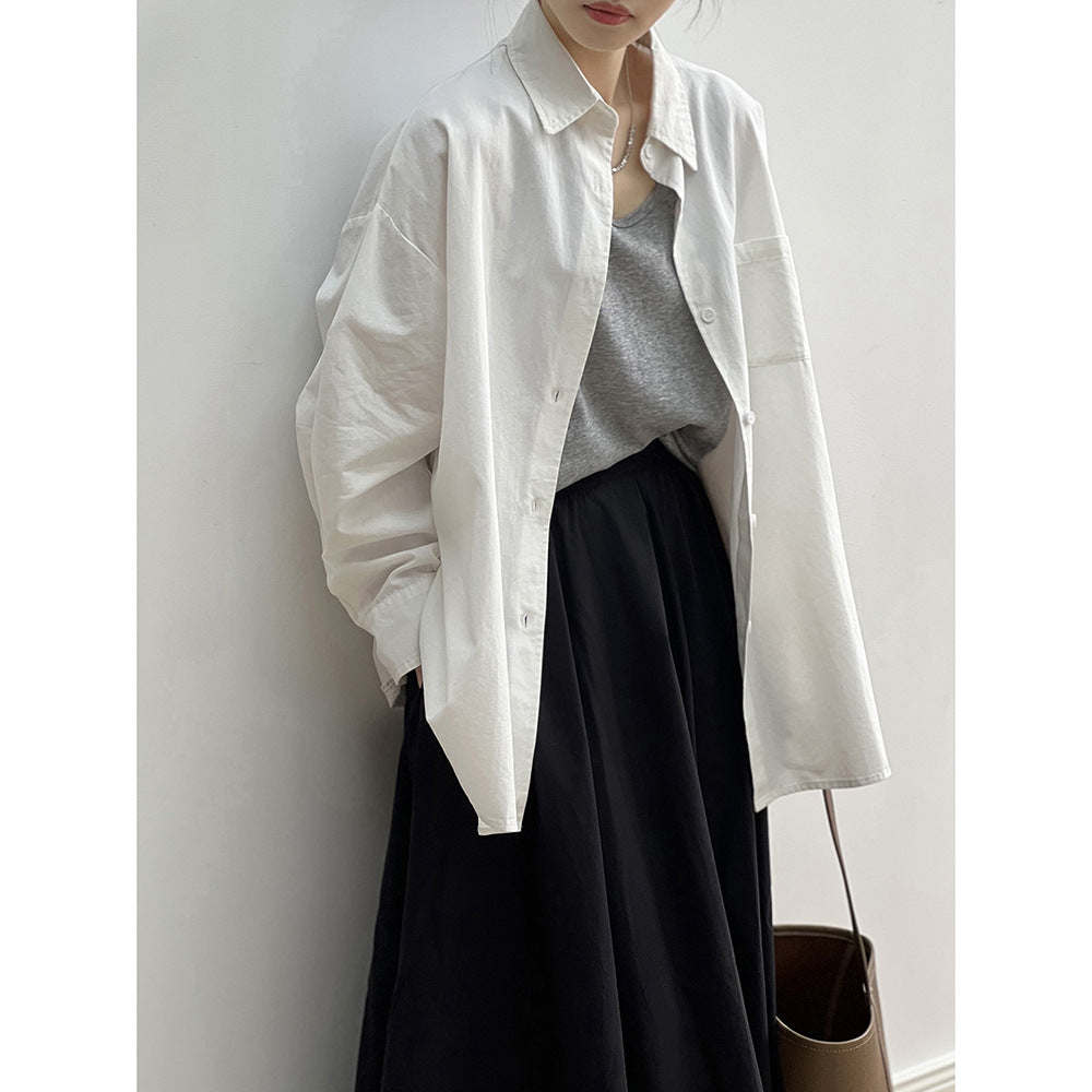 birkenstock clogs outfit fall Cotton Long-Sleeved Loose Shirt Coat for Women Autumn Lazy Style Outdoor Casual Shirt