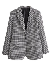 church outfit 2024 Spring Festival 3 Colors One Button Women's Slim Fit Suit Suit Jacket Green Black and White Plaid