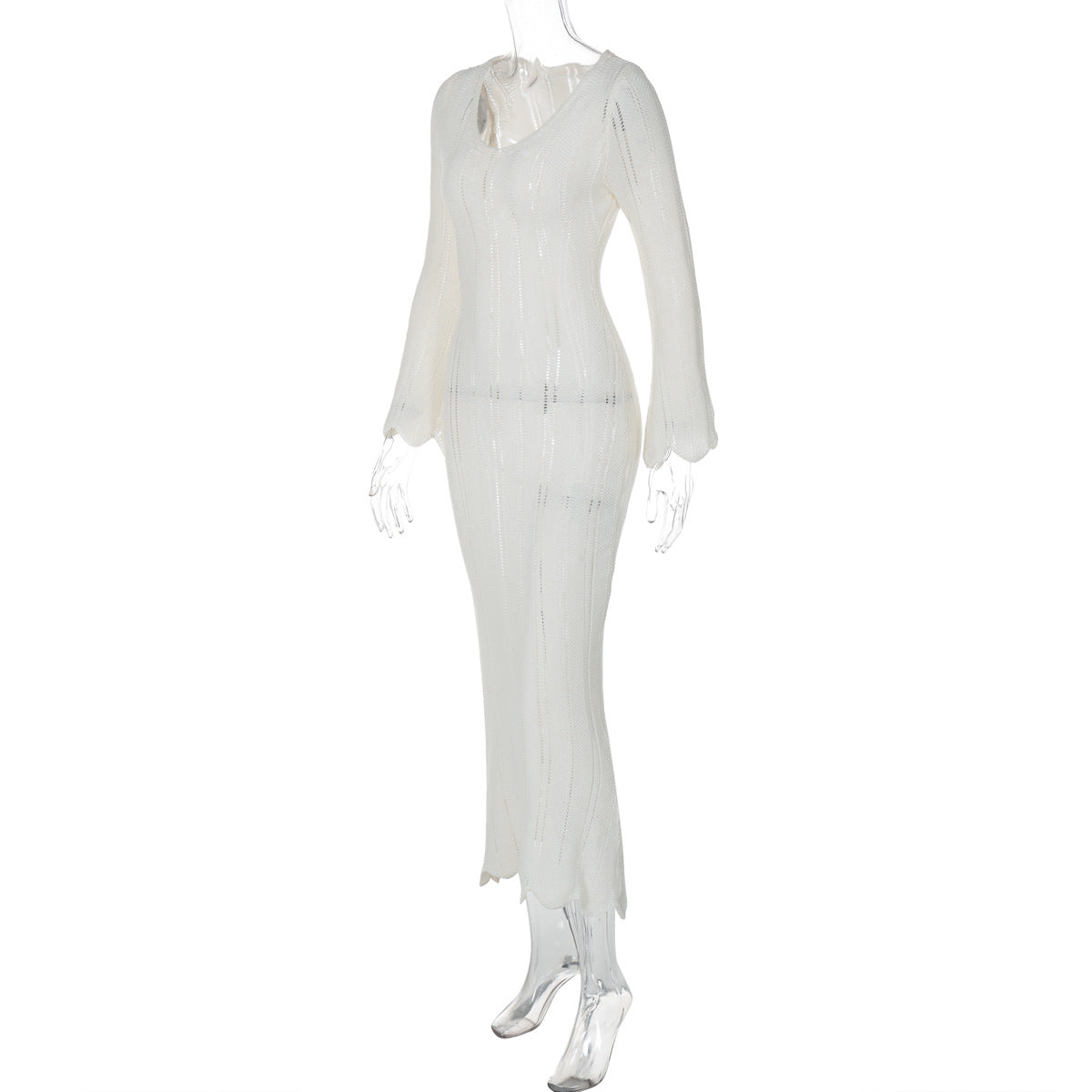 suit Style Solid Color Woolen Dress 2024 Autumn Long Sleeve U Collar Fashion Temperament Slim Fit Dress