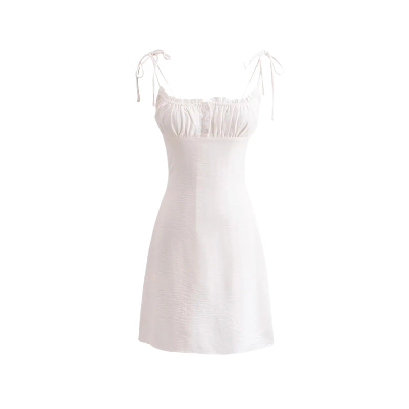 cute outfits fall French Style Sexy Girl V-neck Lace Suspender Skirt Solid Color Dress Niche Sexy Slim A- line Skirt