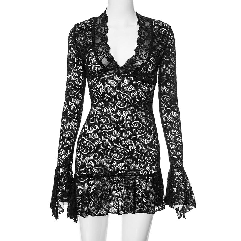 homecoming dresses Women's Clothing Autumn and Winter New Sexy Lace Hot Girl Party Dress